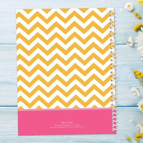 Chevron Mustard and Pink Kids Notebook