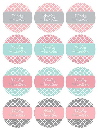 Sweet Pink Quatrefoils Waterproof Labels for Kids (Set of 48)