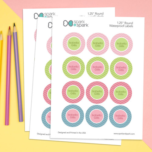 Classic Chevron  Waterproof Labels for Kids