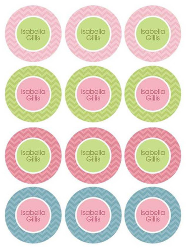 Classic Chevron Waterproof Labels for Kids (Set of 48)