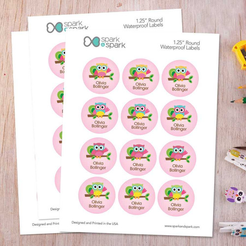 Hello Little Owl Waterproof Labels for Kids