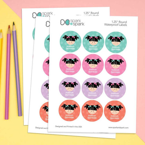 Just Like Me Waterproof Round Labels for Kids (Set of 48)
