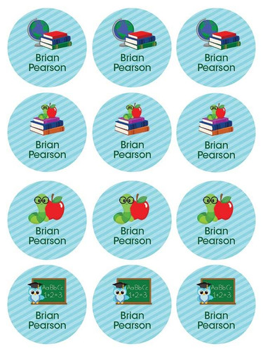 Boy at School Waterproof Labels for Kids (Set of 48)