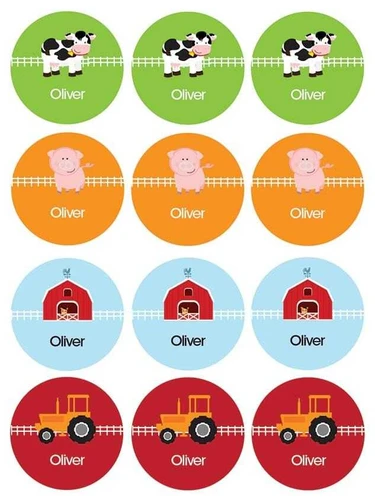 Farm Life Waterproof Labels for Kids (Set of 48)