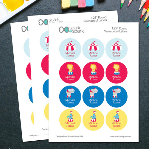 Fun Circus Waterproof Labels for Kids (Set of 48)