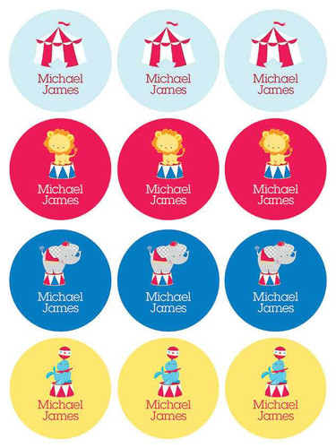 Fun Circus Waterproof Labels for Kids (Set of 48)