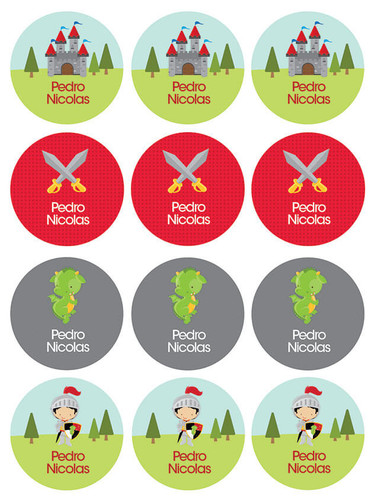 Knight & Armors Waterproof Labels for Kids (Set of 48)