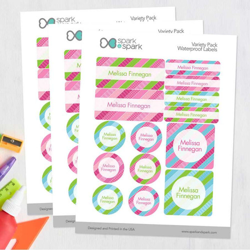 Cute Stripe Pattern Waterproof Labels Variety Pack