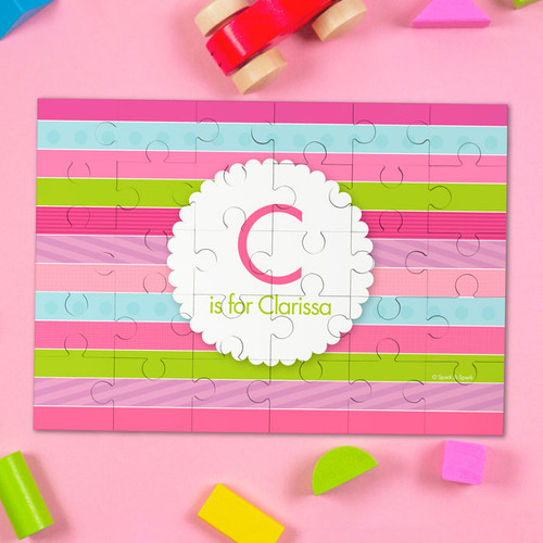 Pastel Stripes Personalized Name Puzzle By Spark & Spark