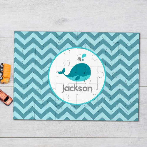 Sweet little blue whale Personalized Puzzles