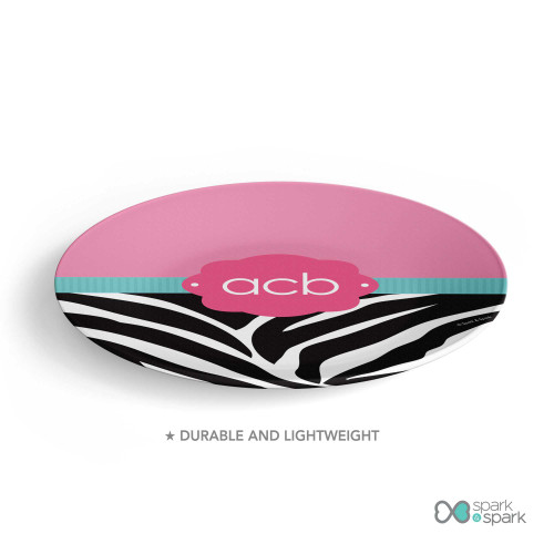 Zebra And Pink Custom Plate for Girls