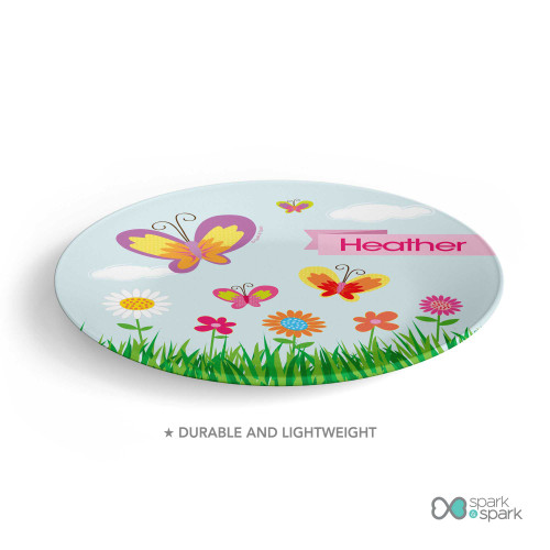 A Butterfly Field Custom Plate for Girls