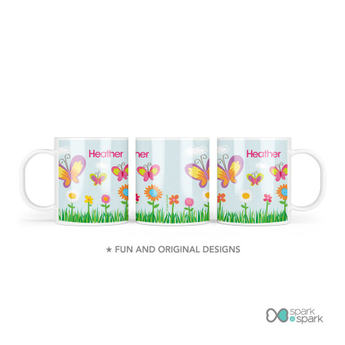 A Butterfly Field Custom Plate for Girls