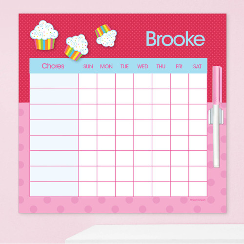 Rainbow Cupcake Weekly Chore Chart