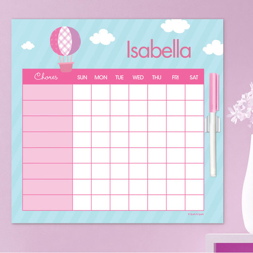 Pink Hot Air Balloon Summer Chore Chart