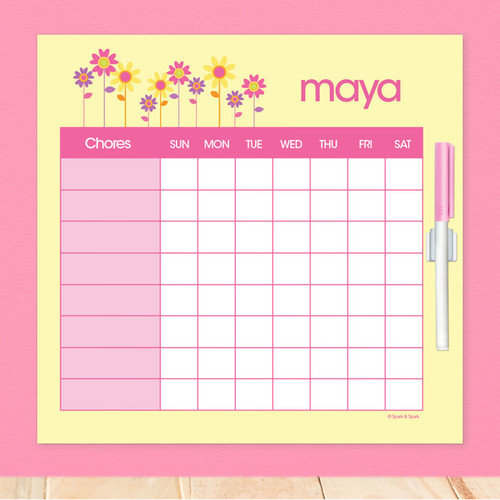 Three Spring Blooms Weekly Chore Chart