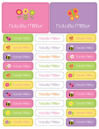 Spring Time Waterproof Kids Labels Rectangular Pack