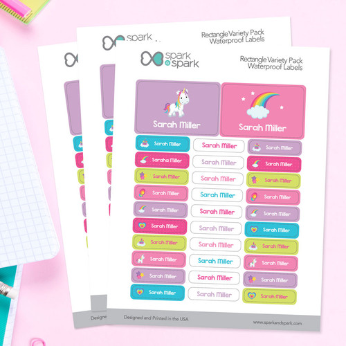Princess And Rainbows Labels Rectangular Pack
