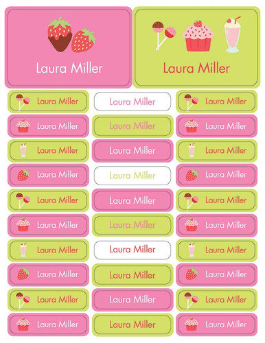 Yummy Sweets Labels Rectangular Pack (Set of 128)