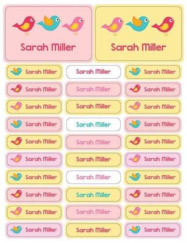 Sweet Little Birds Labels Rectangular Pack (Set of 128)