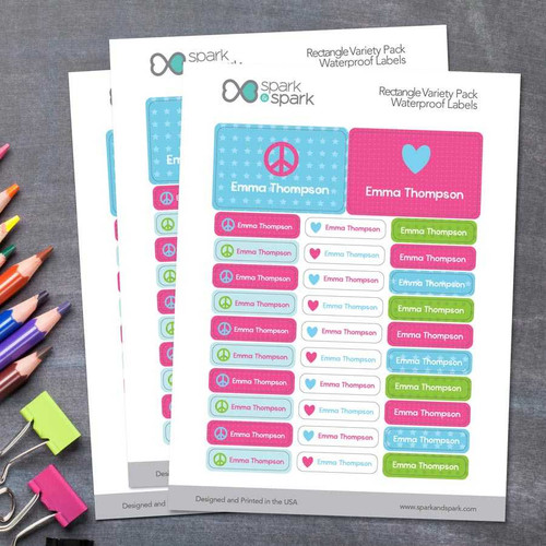 Love & Peace Labels Rectangular Pack