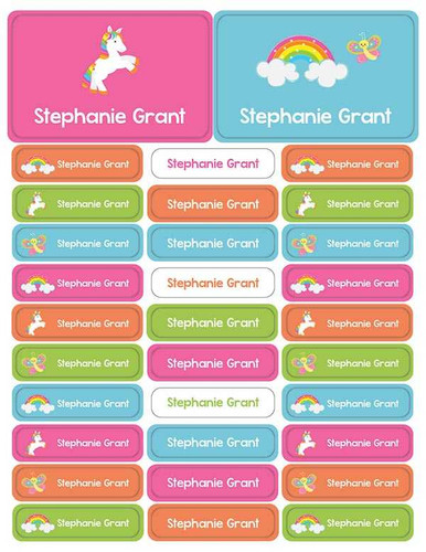 A Cute Rainbow World Labels Rectangular Pack (Set of 128)