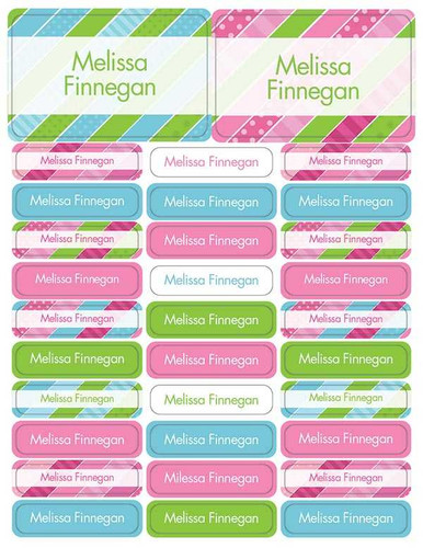 Cute Stripe Pattern Labels Rectangular Pack (Set of 128)