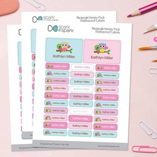 Hello Little Owl Labels Rectangular Pack