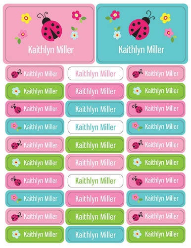 Sweet Lady Bugs Labels Rectangular Pack (Set of 128)