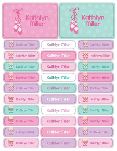 Ballerina Shoes Labels Rectangular Pack (Set of 128)