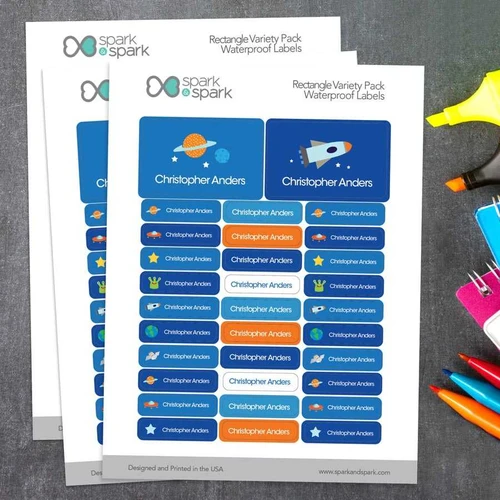 Outter Space Labels Rectangular Pack (Set of 128)