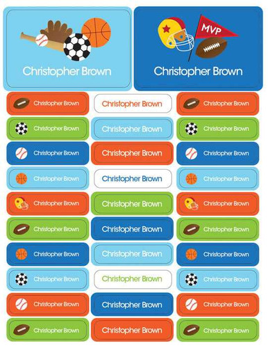 Sports Fan Labels Rectangular Pack (Set of 128)