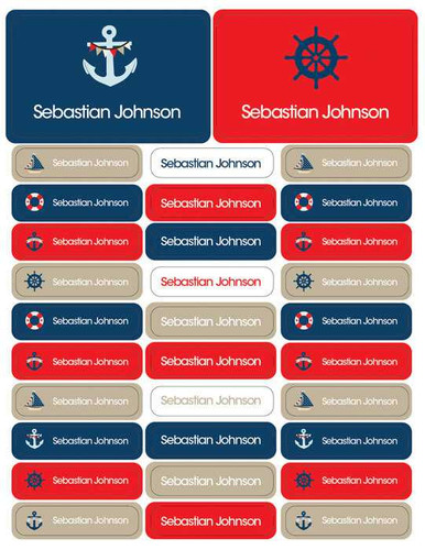 Sail Away Labels Rectangular Pack (Set of 128)