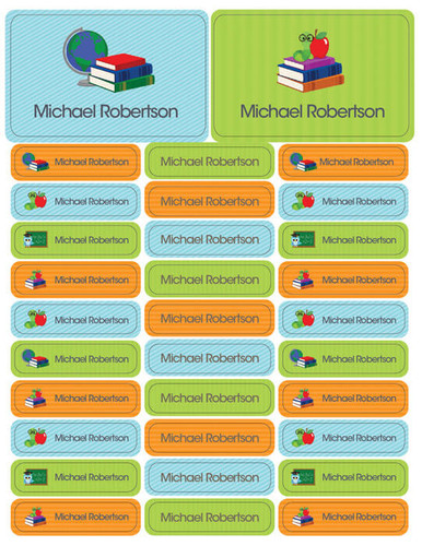 Boy at School Labels Rectangular Pack (Set of 128)