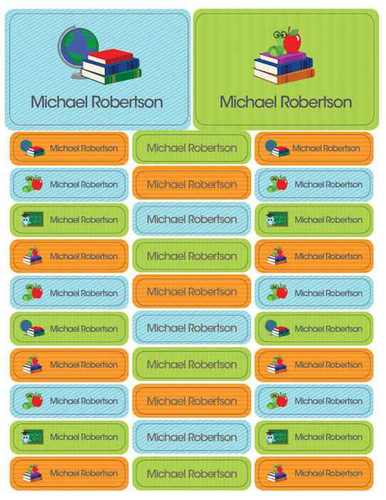 Boy at School Labels Rectangular Pack (Set of 128)