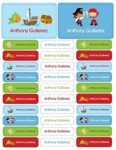 Yo Ho Pirate Boy Labels Rectangular Pack (Set of 128)