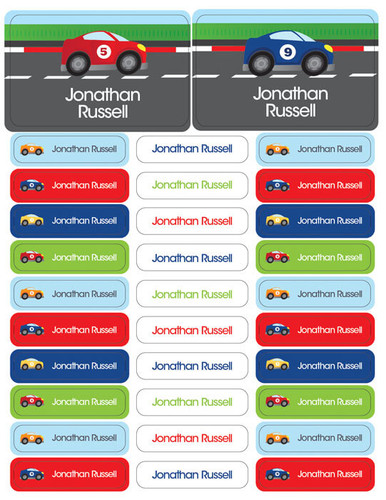 A Car Race Labels Rectangular Pack (Set of 128)