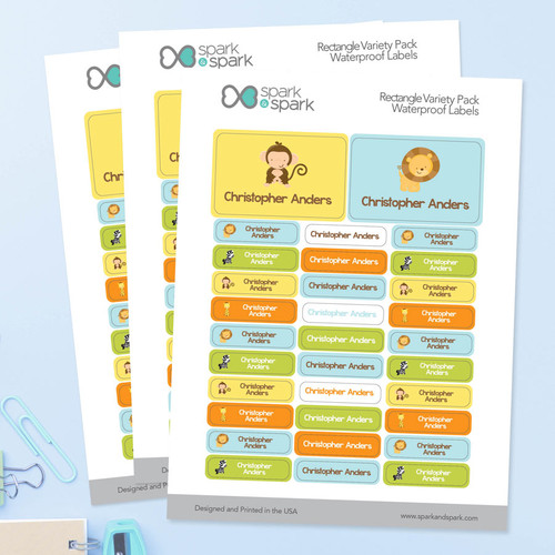 Cute Baby Animals Labels Rectangular Pack (Set of 128)