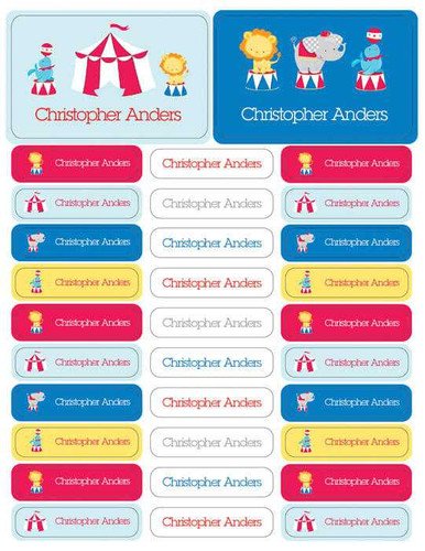 Fun Circus Labels Rectangular Pack (Set of 128)