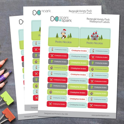 Knight & Armors Labels Rectangular Pack (Set of 128)