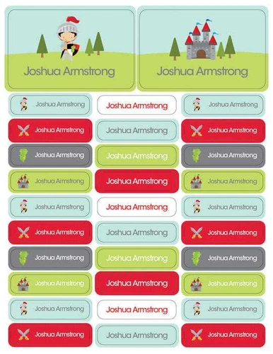 Knight & Armors Labels Rectangular Pack (Set of 128)