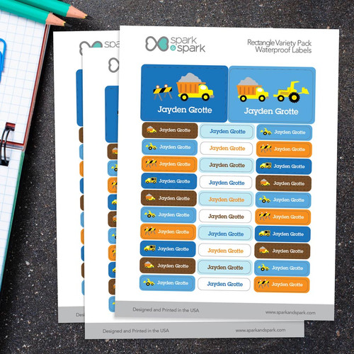 Construction Site Labels Rectangular Pack (Set of 128)