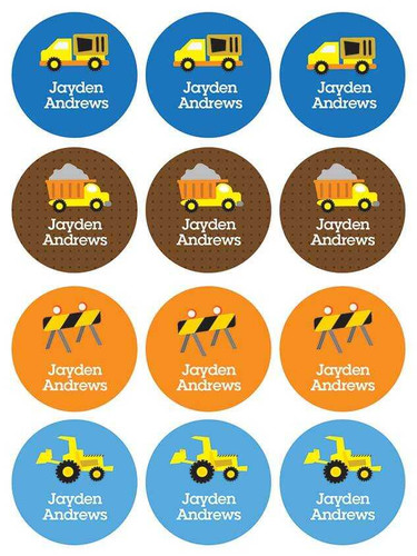Construction Site Waterproof Labels for Kids (Set of 48)