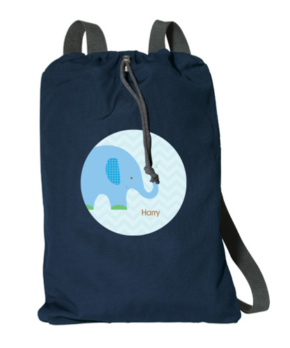 Blue Baby Elephant Personalized Cinch Bags