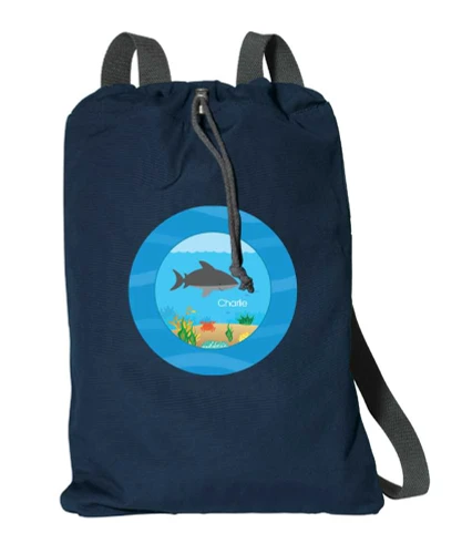 Shark Waves Personalized Cinch Bags