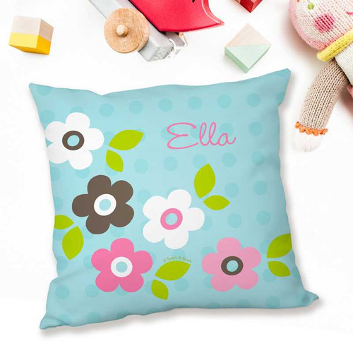 Blue Preppy Flowers Pillows