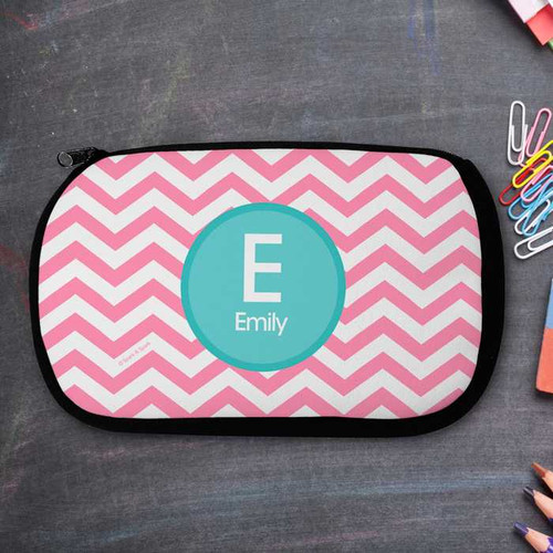 Pink & Aqua Chevron Pencil Case