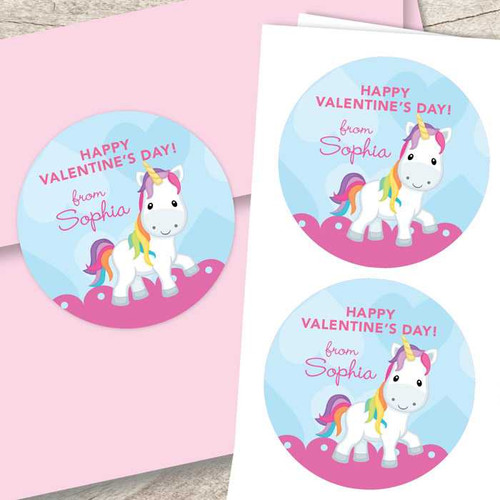 Pink Sweet Unicorn Valentine Address Labels