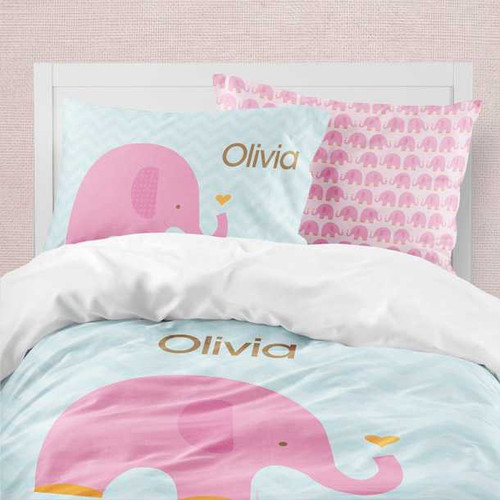Sweet Pink Elephant Duvet Cover