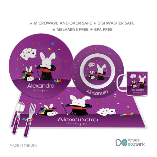 Cute Girl Magician Kids Plates